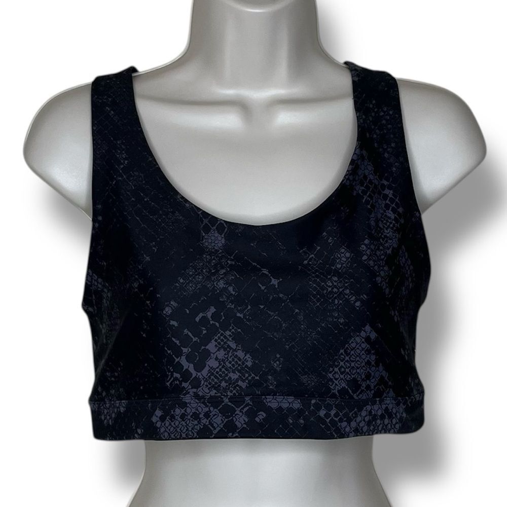 Old Navy Active Powersoft Crossback Cutout Sports Bra Charcoal Snake Women Large